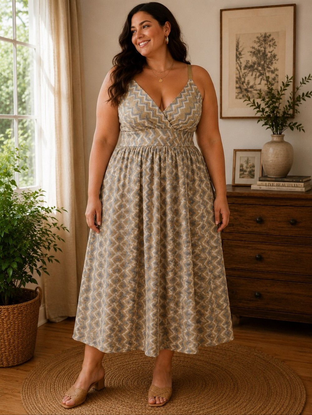 Torrid Size 2 Metallic Chevron Empire Waist Cocktail Dress | Gold Silver Zigzag